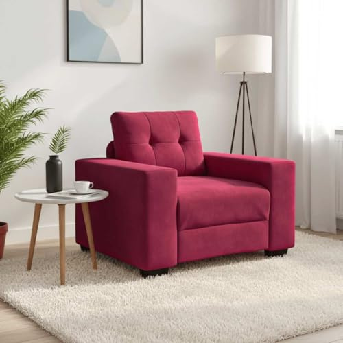 Runheo Sammetsfåtölj vinröd 60 cm sittbredd, relaxsoffa med skumstoppning, plywoodram, robust vardagsrumssoffa för komfort, moderna loungemöbler