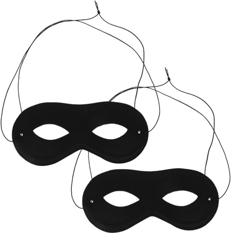 ROMISBABA 2 Stück Schwarze Halbgesichtsmasken für Maskenbälle Leichte Atmungsaktive Maskerade Masken mit Flexiblem Band für Damen und Herren bei Halloween und Cosplay