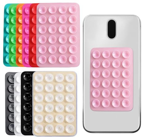 10Pcs Sticky Phone Grip,Secure Phone Suction Pad,Phone Sticky Pad Grip with 24 Non-Slip Vacuum Pads, for Walls, Glass and more (10 Colours)