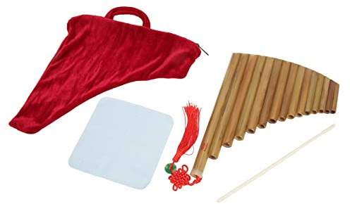Eminchu Traditionelle Chinesische Panflöte, 15 Pfeifen, Bambus-Holzblasinstrument für Anfänger Zum Einfachen Erlernen (Rechte Hand)