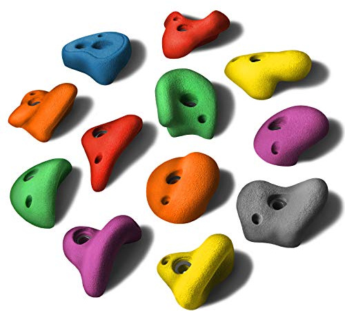 ALPIDEX 12 Prese da Arrampicata L | Blocchi Arrampicata | Misura L | Vari Sottosquadri, Forme, Colori | Set Prese Arrampicata con Manici - Colore:Colore Misto