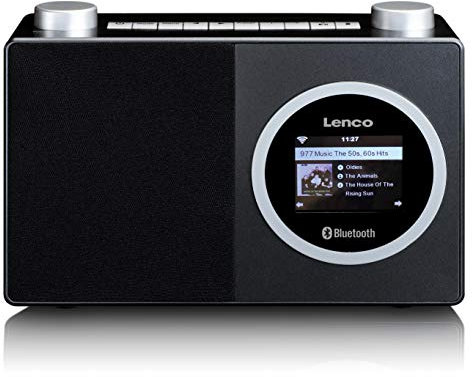 Lenco DIR-70 Radio por Internet portátil - Dab+ Retro Radio Digital con WLAN, Bluetooth, Pantalla a Color de 2,4, 3 W RMS, 4 memorias de emisora, Control por App AirMusic - Negro