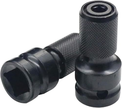 2PCS 1/2 inch Square Drive to 1/4 inch Hex Female Socket Adapter Converter Chuck Adapter for Impact Air and Electric Wrench