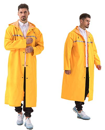 Pahajim Wiederverwendbarer Regenregenmantel mit Reflektierendem Klebeband Junior Erwachsene Frauen Männer Leichter Atmungsaktiver (4XL, Gelb)