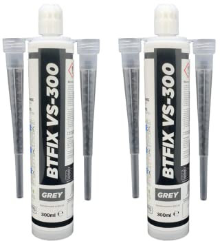 BTFIX VS-300 | 2K Injektionsmörtel | Verbundmörtel | Chemiedübel für Beton & Mauerwerk | 300 ml, inkl. 2 Statikmischer | ETA Zulassung Option 1 | Schwerlastbefestigung | styrolfrei (2x 300 ml)