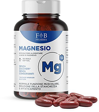 FB PHARMA - Integratore di magnesio citrato - 180 perle in softgel olio di magnesio - Facili d'assumere - Ingredienti di qualità - Formula studiata in Italia.