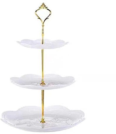 Wagoodter Alzata per dessert 3 livelli Alzata per cupcake Espositore per caramelle per frutta per la decorazione della festa del tè di compleanno di casa di nozze (Bianco (rotondo))