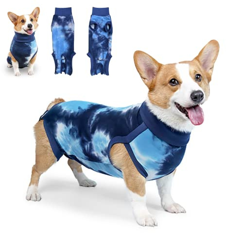 Body per Cani Dopo Castrazione e Intervento Chirurgico, Maglietta per Chirurgia (Legata a Dyed Blu, S)