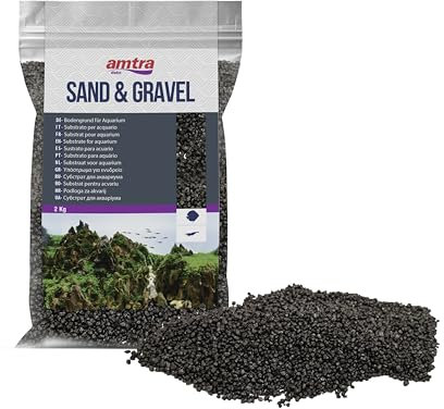 Croci Amtra Quarzsand, Keramik, Schwarz, natürlicher Quarzsand, für Süß- und Meerwasser, Körnung 1,6 – 2 mm, 2 kg