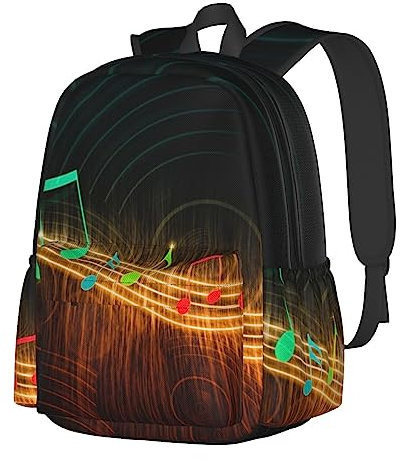 EVANEM Rucksack mit Musiknoten, bedruckt, ergonomischer Laptop-Rucksack, Unisex, Computertasche, leicht, lässig, Tagesrucksack, Sport, Laptop, Rucksack, Schwarz , One size