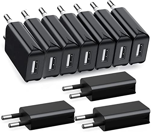 10Pack 5W USB Ladegerät Stecker, 5V/1A Slim USB Ladestecker Netzteil für iPhone, Samsung Handy,MP3, eBook Reader, Ventilateur,Smartwatch und Mehr (Schwarz-10Pack)