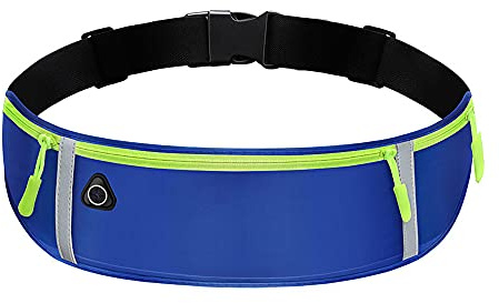 Laufgürtel für Handy, wasserdichte und Verstellbare Lauftasche, Hüfttasche für Joggen, Fitness, Radfahren, Reisen und Outdoor-Aktivitäten (Blau)