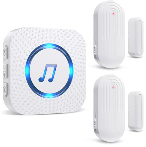 SanJie Capteur de porte et de fenêtre, alarme de porte avec sirène, portée de 240 m, 55 mélodies sur 5 volumes, capteur de porte, système d'alarme domestique, chargement de porte/maison, contact de