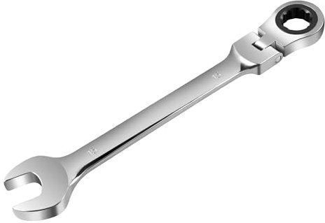 Acasimo Set di chiavi combinate ad anello a cricchetto con testa regolabile di 180°, flessibile di qualità industriale, facile da maneggiare, strumento professionale fai da te (15 mm)