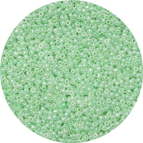 5000PCS 3mm Transparent Mint Green Glass Seed Beads for Bracelet Making,Small Craft Bracelet Beads for Jewellery Making DIY Necklace Earring Keychain and Crafting