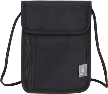 Brustbeutel mit RFID Schutz, Weicher Brustbeutel zum Reisen, Unisex Reisegeldbeutel, Reisen Passport Tasche Kleine für Kreditkarten Münzen, Schwarz