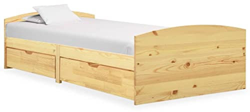 AJSEOYBS Bettrahmen,Bettlattenrost,Plattformbett,Massivholzbett mit 2 Schubladen Massivholz Kiefer 90x200 cmGeräuschlos,Geeignet für Schlafzimmer Leicht zu installieren