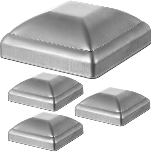 MorningRo 4 Pcs 6 x 6 Inches Galvanized Metal Post Decking Cap Covers for 6inx6in Wood Fence Post Water-Proof Uv-Proof Durable