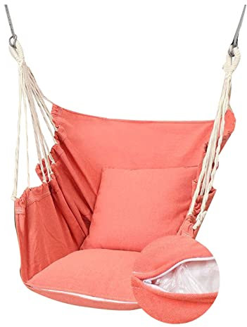 YFWOKSL Schaukelstühle, Hängesessel, Hängeschaukel, 2 Kissen im Lieferumfang enthalten, Hängesessel, hochwertiges Baumwollgewebe für höchsten Komfort und Haltbarkeit (Rosa)