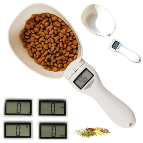 Digital Food Measuring Spoon Scale, Adjustable Weighing Spoons Cup LCD Display, Kitchen Cooking Tools Gadgets Baking Gifts for Measure Condiments Ingredients Tea Pet Dog Cat 800g/1g with 4 Unit Modes