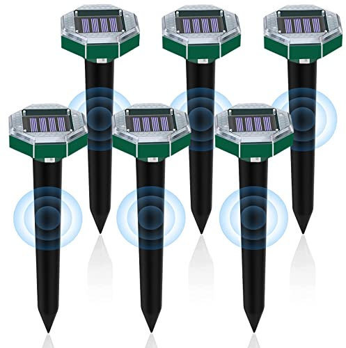 Jokresty 6 Pack Solar Mole Repellent Ultrasonic,Outdoor Waterproof Sonic Mole Repeller Get Rid of Moles Snakes Gophers Vole for Lawn Yards Garden