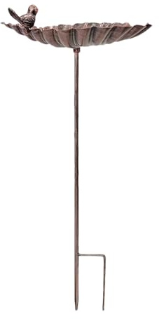 Vogelbad - Stand Birdbat | Vögel Feeder | Stehende Metallgartenstange | 27x20x5.5cm Statue Dekoration Hummingbird Gusseisenfuttermittel | Blattförmige Wasserschale für Balkon, Innenhof, Hof