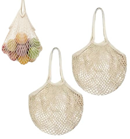 2 Stück 100% Baumwoll Einkaufsnetz,Netztasche Sandspielzeug Tasche Netz für Sandspielzeug Netzbeutel,Obstnetz zum Aufhängen Gemüse und Spielzeug,Einkaufsnetz Baumwolle Groß,Netztasche Einkaufstasche