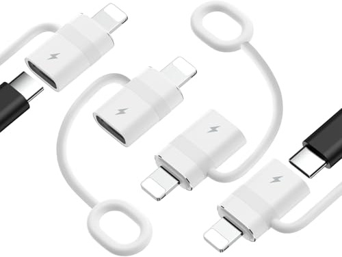 MoKo USB C auf Lightning Adapter mit 36W PD Schnellladung, USB-C Buchse auf Lightning Stecker Adapter für iPhone 14/13/12/11/iPad/iPod/AirPods, mit Anti-Lost Loop, Nicht für Audio/OTG, Weiß, 4Stück