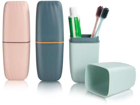 Zahnbürsten Etui Reise Set Tragbar Zahnputzbecher Etui Zahnbürstenhalter Zahnputzbecher Reisen für Camping Wandern Reisen 3 Stück