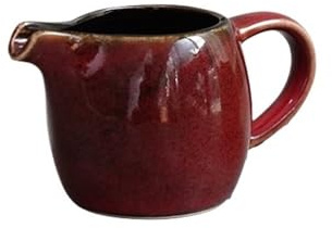 FZL02068LM Salsiera Brocca for Latte in Ceramica Creativa con Manico Multicolore, for condire e servire salsiera da 80 ml Bricco Salsa(Red)
