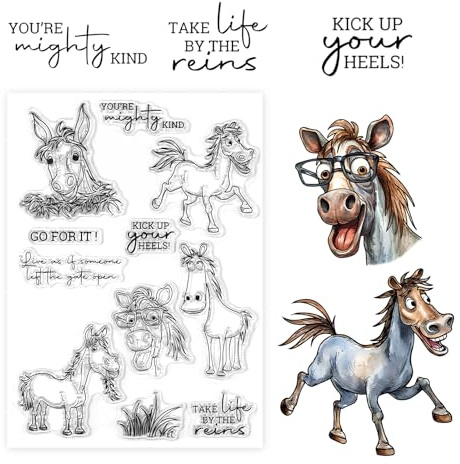 Caballos Sellos de Goma Transparentes, Animales de Dibujos Animados, Sellos de Silicona Transparentes Reutilizables, Matasellos para Hacer Tarjetas, Diario, Álbum de Recortes