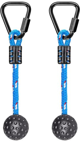 BeneLabel Hindernisparcours greppboll 4 cm diameter, 2-pack 34 cm utomhus lekplats hängande karbinhakar träningsutrustning inomhus kul aktivitet för barn och tonåringar, 500 lb, 14+ år, blå