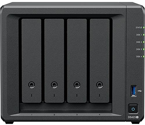 Synology DiskStation DS423+ NAS Server with Celeron 2.0GHz CPU, 6GB Memory, 16TB HDD Storage, 1TB M.2 NVMe SSD, 2 x 1GbE LAN Ports, DSM Operating System