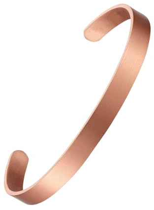MagEnergy Bracelet en Cuivre Pur pour Homme et Femme – Manchette Vintage Martelée, 100% Cuivre Massif, Brut et Non Revêtu, Fait Main (CBG024W8AC)