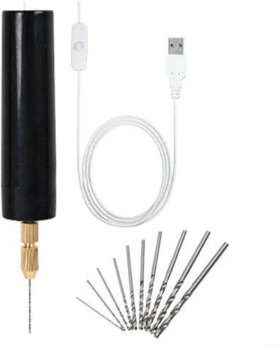 Alanmoship Taladro manual para mini taladro eléctrico con 13 brocas y portabrocas de cambio rápido para resina, joyería, madera, metal, arcilla polimérica DIY proyectos de manualidades (negro)