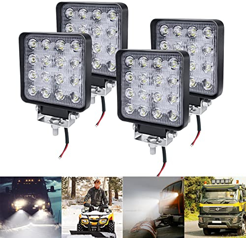 LARS360 48W 5D LED Scheinwerfer Arbeitsscheinwerfer Offroad Flutlicht Rückfahrscheinwerfer Zusatzscheinwerfer Scheinwerfer Für SUV, UTV, ATV (4X48W Quadrat)