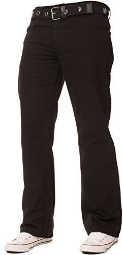 Enzo New Mens Loose Fit Denim Jeans Blue Free Belt (36 W X30L, Black)