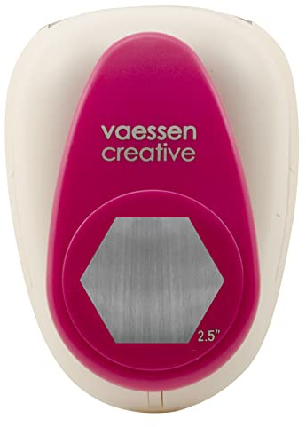 Vaessen Creative Craft Paper Punch, hexagonal, 2.5 pulgadas, para proyectos de bricolaje, álbumes de recortes, fabricación de tarjetas y más, blanco/rosa