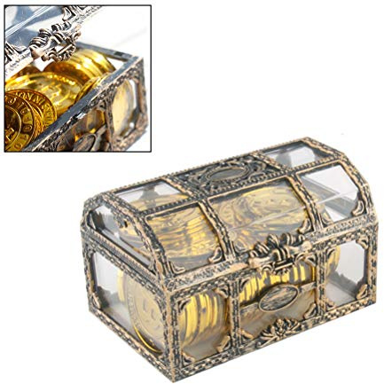 Syrisora Laduup Coffre au trésor de pirate, rectangulaire, vintage, transparent, design ancien, boîte à bijoux, boîte à bijoux, boîte à bijoux