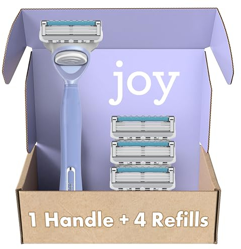 joy Razors for Women, 1 Handle, 4 Razor Blade Refills, Lavender, Lubrastrip to Help Avoid Skin Irritation