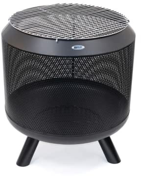 HEAT Outdoor Living Brasero en forme de corne - Panier à feu pour le jardin - Tonneau à feu et foyer - Brasero avec barbecue - Panier à feu en métal solide pour soirées détendues - Schwarz 50x50x60 cm