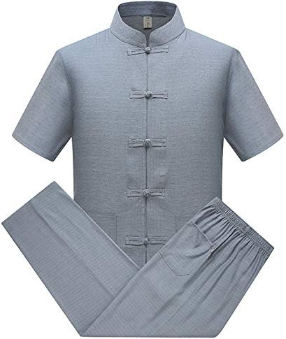 Coton Lin Tai Chi Set pour Hommes - 2 pièces Chinois Traditionnel Costume Tang Arts Martiaux Vêtements Chemises + Pantalon