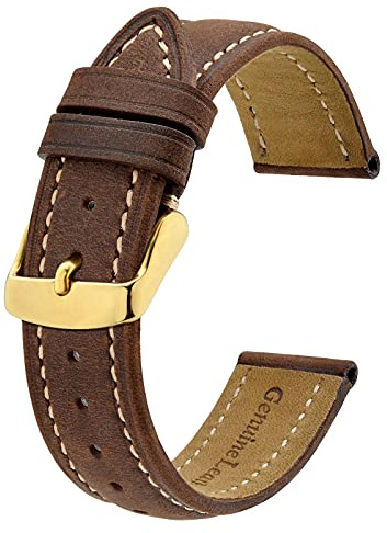 BISONSTRAP Correas de Reloj Vintage con Hebilla de Oro/Oro Rosa, Correa de Repuesto de Cuero 18mm 20mm 22mm