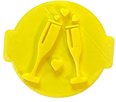 The Cookie Cutter Hub Champagne Glasses with Hearts Embosser No 103 /Stamp for Cupcakes Fondant Icing Clay Cake Baking Decoration