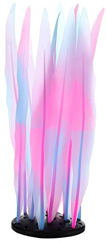 VOCOSTE Glühende Silikon Aquarienpflanze Rosa 1 Stück Für Aquarium | Größe: 6x6x17.5cm, Benötigt Blaues/Violettes/Rotes Licht, Für Terrarium, Versteck Für Fische, Pflegeleicht