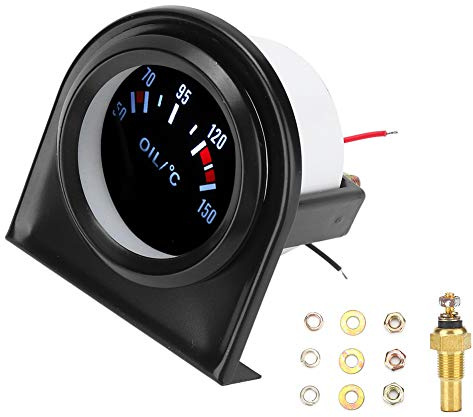 TKSE 12V Indicador de Aceite del Coche de luz LED, 2'' 52mm Auto Aceite Presión Puntero Medidor de Calibre, Aceite Presión Indicador