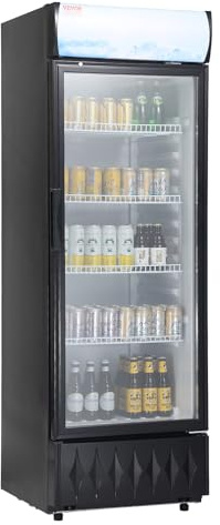 VEVOR Frigorifero per Bevande Commerciale 275L Vetrina Frigo Temperatura 0-10℃ Armadietto per Bevande Refrigerato 4 Ripiani Regolabili Scatola Luminosa Personalizzabile per Negozio Supermercato Bar