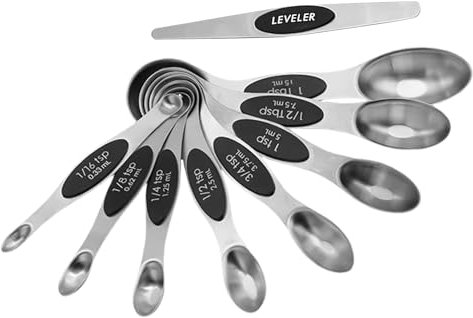 9-Piece Double-Ended Measuring Spoons with Scale, Measuring Spoon Set, Spoon Measuring Set, Baking Measuring Spoons, Magnetic Measuring Spoon Set, Stainless Steel Measuring Spoons