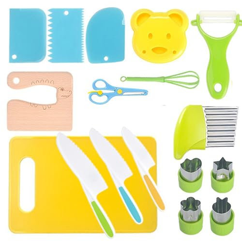 xutong Cuchillo de Seguridad para Kit Cocina Montessori, kit de cuchillo de plástico para no dañar las manos, cuchillo para cortar frutas y verduras ﻿
