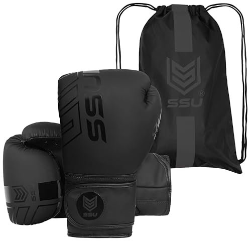 SSU Premium 12oz Boxhandschuhe Pro Training Sparring – Maya-Hide-Leder – Muay Thai MMA Kickboxen – Männer Frauen Erwachsene – Schwerer Boxsack, Fokushandschuhe, Pads, Workout, mehrschichtig